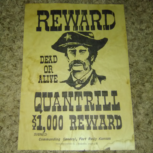 Vintage Wanted Dead or Alive Quantrill poster - Picture 1 of 5